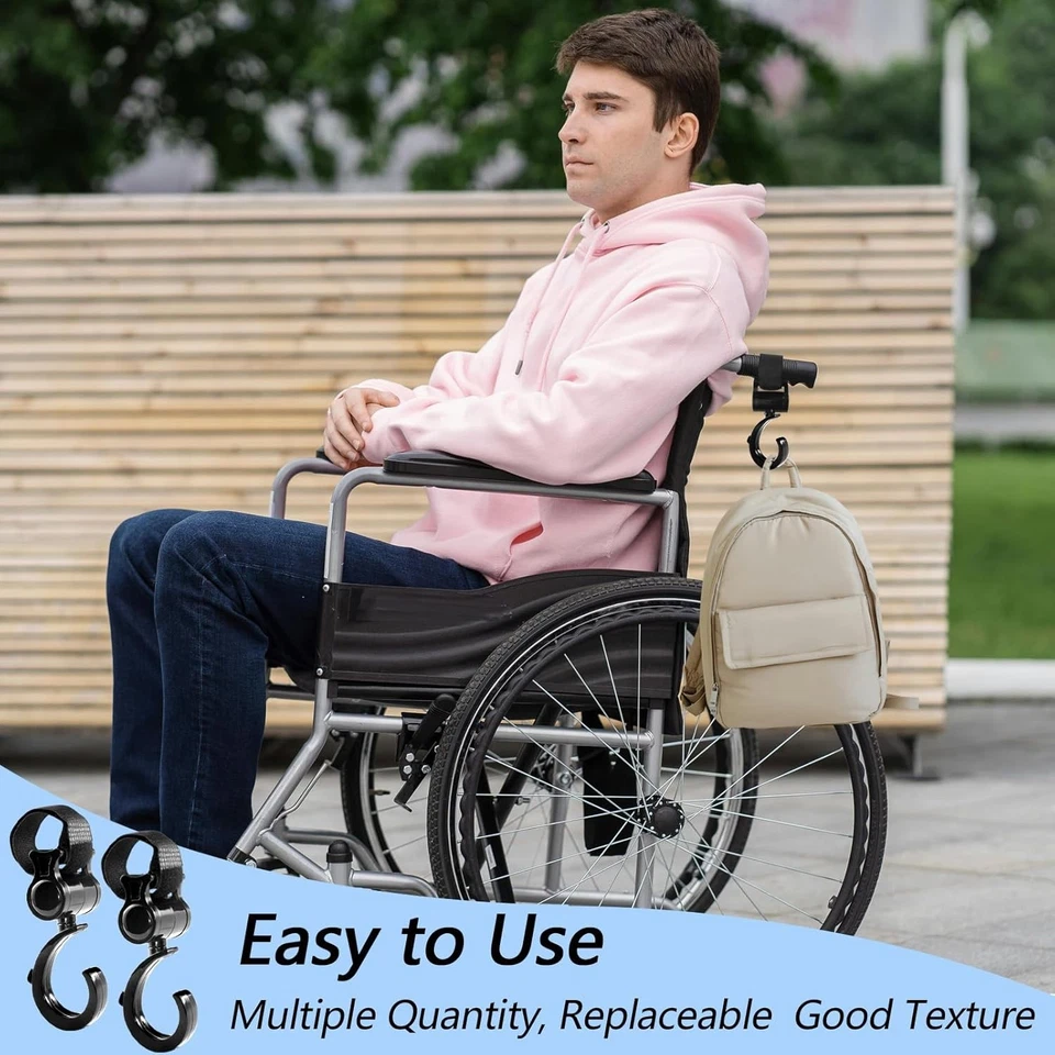 4 PCS 360° Rotating Walker & Stroller Hooks, Multipurpose Hanging Clips - Image 4 of 4
