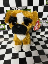 NEW Ty Beanie Boos BRUTUS the Boxer Dog  6” brown Plush w/ Orange Glitter Eyes