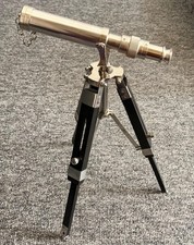 Nautical Vintage Telescope Antique Brass Telescope Silver with Wooden Stand