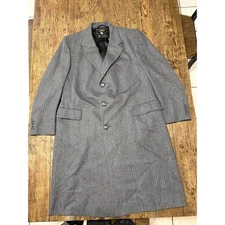 Vtg Hart Schaffner Marx Overcoat Men Grey Wool Herringbone Bespoke Old Money