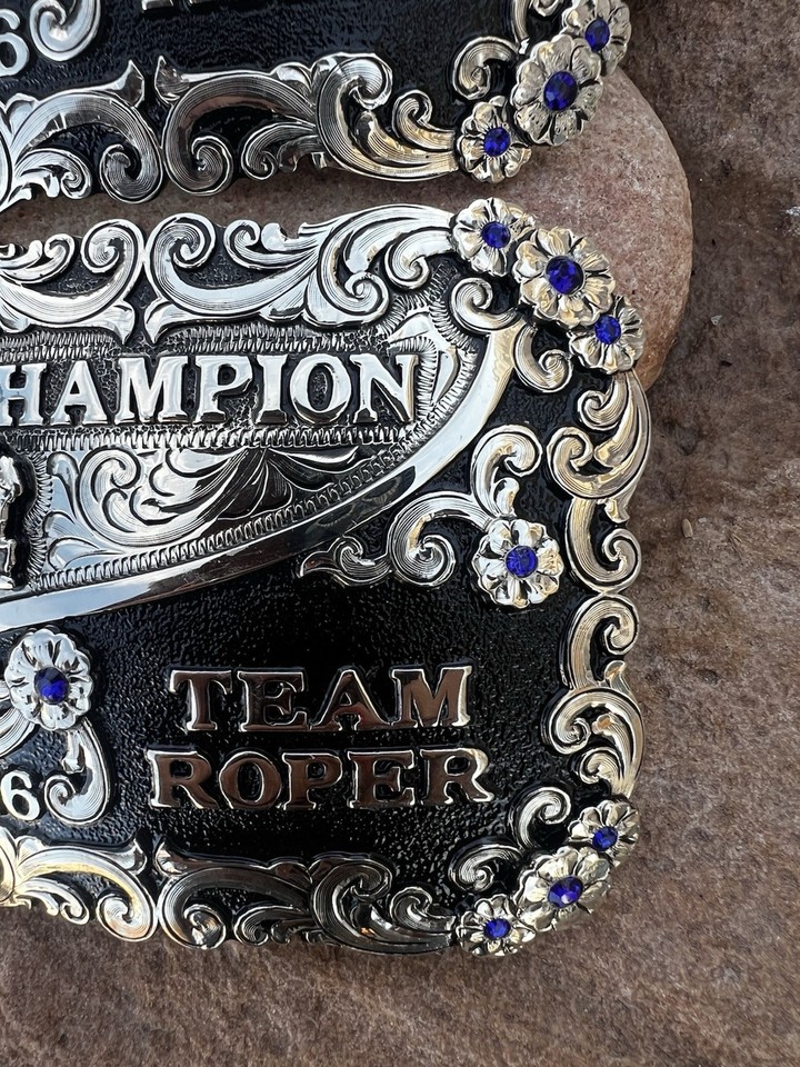 Set 2026 Team Roping Trophy Buckle Handmade Rodeo Roper Western Cowboy ...