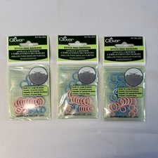 Clover #329 Stitch Ring Markers, 3 Packs, 10 Small 20 Large In Each, Knitting 