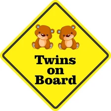 4.5in x 4.5in Boy Twins On Board Magnet Car Truck Vehicle Magnetic Sign