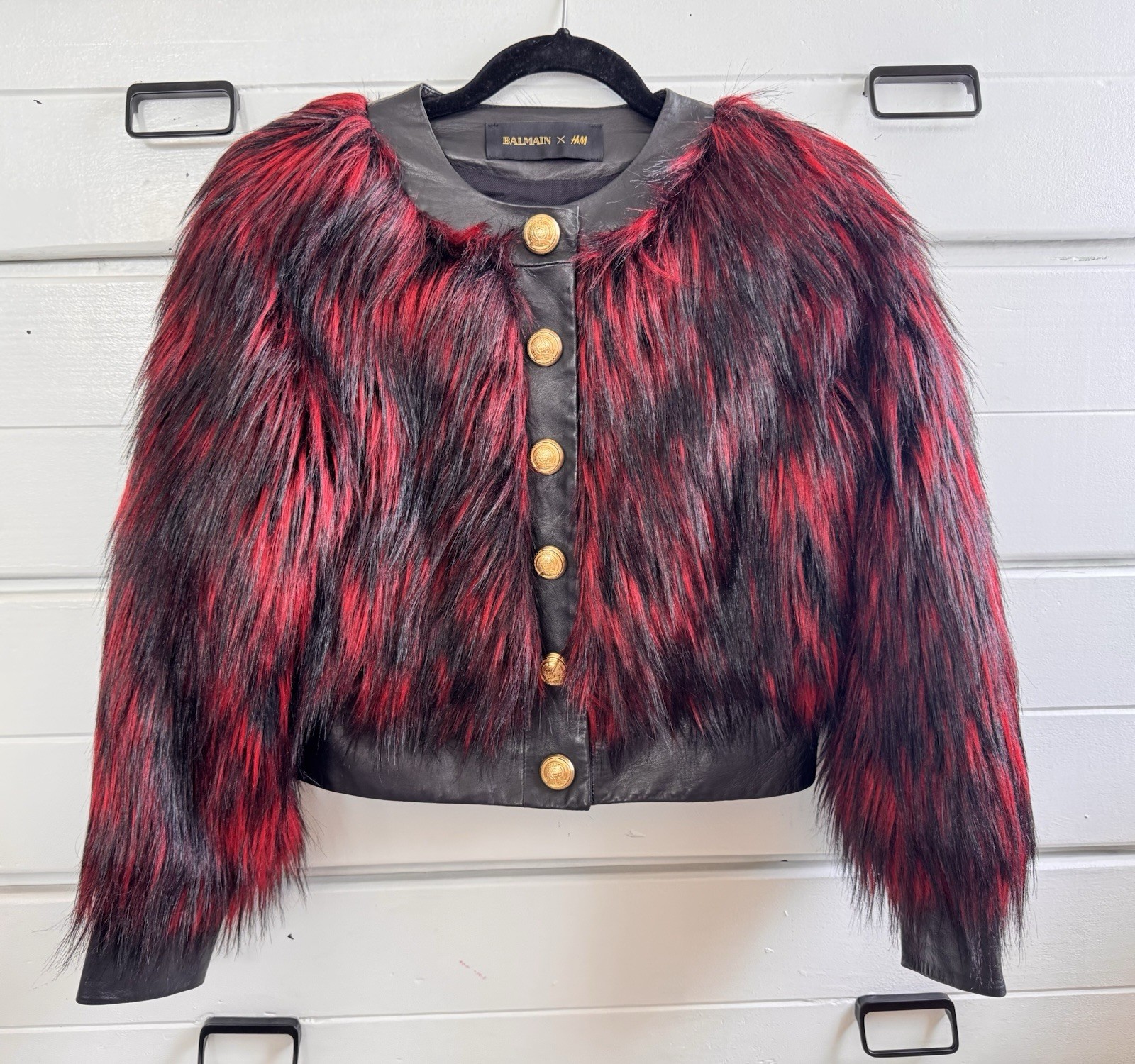 BALMAIN x H&M Leather + Fur Jacket thumbnail 6
