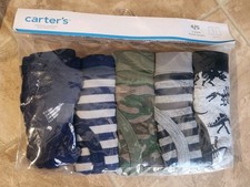 Boys Carters 5pk Boxer Brief Underwear Stripe Camo Dinosaur Size 4/5 NWT