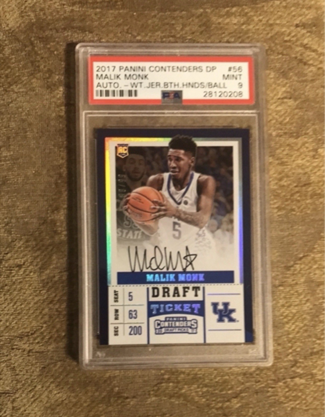 2017 Panini Contenders Draft Picks Malik Monk Rookie Auto /99 PSA 9 Low Pop