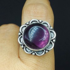 Natural Amethyst Gemstone Handmade 925 Sterling Silver Ring Size-8 US
