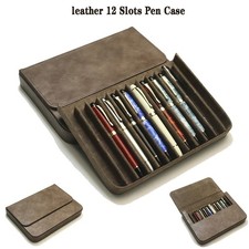High Quality Leather 12 Slots Hard Fountain Pen Case Storage Box Organizer Gift