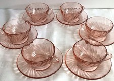 6 tasses Rosaline Arcoroc Vintage en verre rose