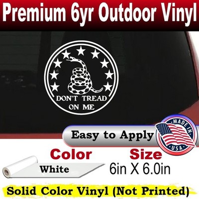 Gadsden Dont Tread On Me Circle Car Truck Window Decal Sticker White 6X6.0