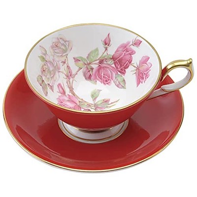 Aynsley Elizabeth Rose Gold Tea Cup and Saucer Athens approx. 200ml Red