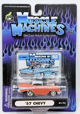 Muscle Machines 1957 57 Chevy Orange White Roof Blower Show Engine 01-74