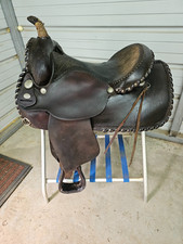 A Used 15" Brown Color Circle Y Cutting  Reining Saddle