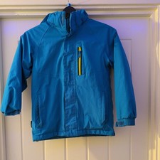 Boys Trespass Waterproof Jacket Size 9-10 Years Colour Blue with Hood Zip Up