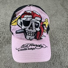 Ed Hardy Hat Cap Snap Back Pink Black Trucker...