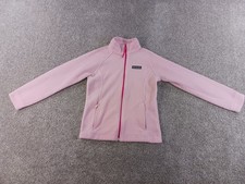 Columbia Girls Sweater Medium 10/12 Pink Fleece Full Zip Mock Neck Polyester