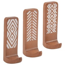 3 Pack Non-Destructive Wood Wall Hooks - Adhesive Wall Hooks - Boho7256