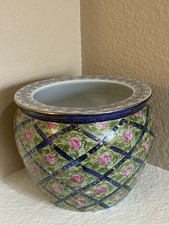 Chinese Porcelain Planter with Floral and Fis...