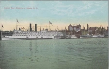 Hudson River Steamers Albany New York NY CW Morse Paddlewheel Postcard