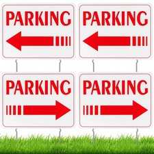 Qunclay 4 Pcs Event Parking Sign with Stake, Small Signage, Red