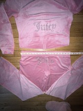  199 NWT JUICY COUTURE Velour Bling Tracksuit Hoodie  Pant Rose Pink Sz LARGE