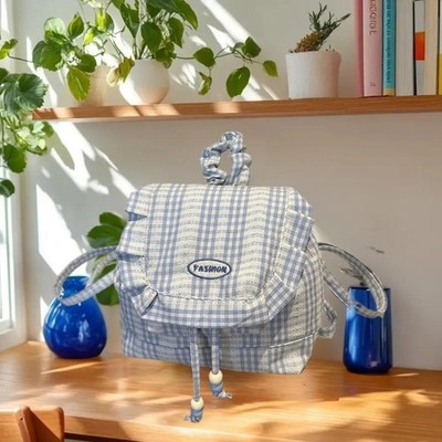 1Pcs Multi Functional Korean Style Lace Plaid Backpack Travel Canvas Backpack