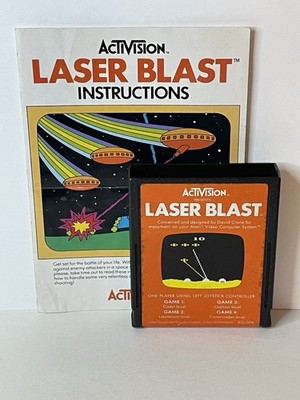 Laser Blast (Atari 2600, 1981) Activision Cartridge & Manual Cleaned Tested