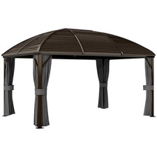 Outsunny 3 x 4m Hardtop Gazebo Aluminium Garden Pavilion Dark Grey