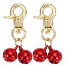 2Pcs Cat Bell, Small Pet Collar Bells for Backpack, Gold/Red