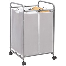 STORAGE MANIAC Laundry Sorter 2 Section, 90 L Gal Laundry Hamper with Wheels,...