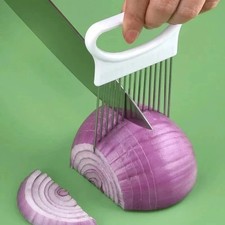 Stainless Steel Onion Slicer Vegetable Holder Cutter Kitchen Tools Gadget UK