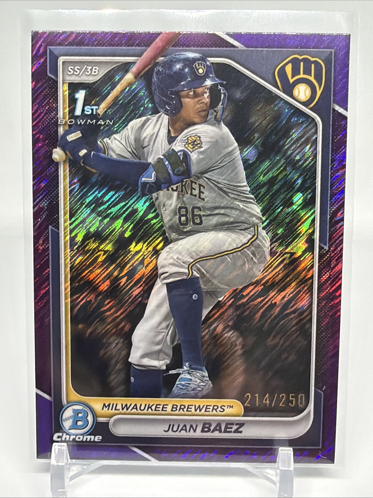 2024 Bowman Chrome - Prospects Juan Baez #BCP-160 Purple Shimmer Refractor /250