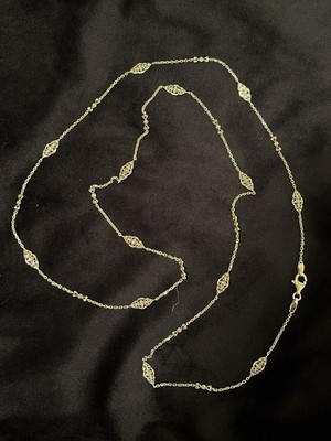 Ross Simons 925 Sterling Silver Diamond Filigree Station Necklace 40 Inches