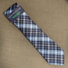 Tommy Hilfiger Men's Neck Tie Blue Plaid Recycled Polyester MSRP 69.50