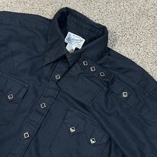 VTG Rockmount Ranch Wear Sawtooth Pocket Snap Button Shirt M Black USA Western