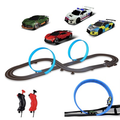 Slot Car Race Track Set High Speed Series Tram Dual Track Set with 4 Licensed...