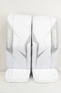 Bauer SV-Pro Goalie Leg Pads JR Size Medium 28+ White/Silver (0612-833)