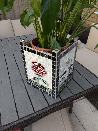 Mosaic Square Planter Mosaic Pot Mosaic Planter - Picture 4 of 21