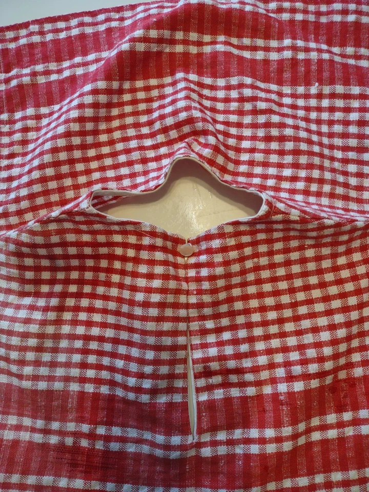 Sweet Caroline Vintage Niño Lino Capa Cuello Cuello Años 50 Cuadros Rojo Foto 4 de 4