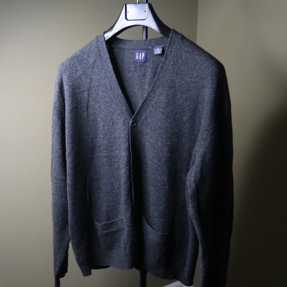 Cárdigan Suéter Gris Para Hombre XLarge Y2K DE Colección gap 100 % Lana de Cordero Foto 2 de 4