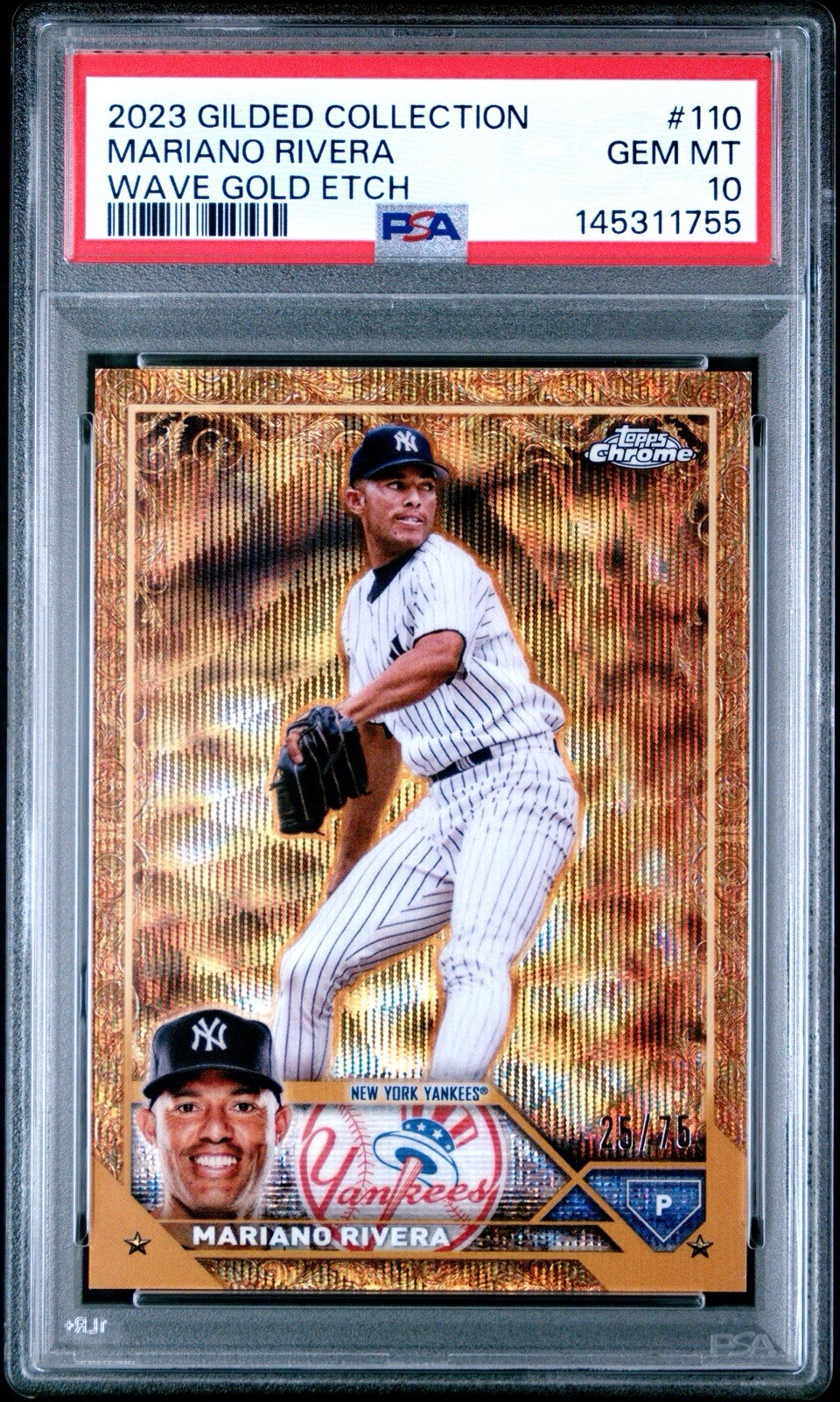 2023 Topps Gilded Mariano Rivera Wave Gold Etch /75 PSA 10 GEM MINT Yankees HOF