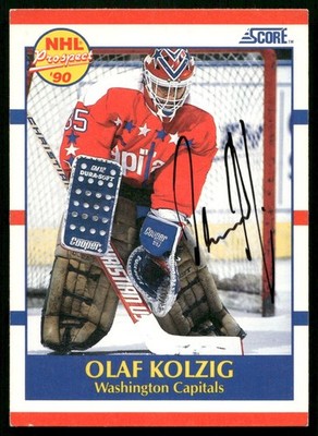 Olaf Kolzig Auto - 1990 Score NHL Prospect Hockey - Signed Autograph #392