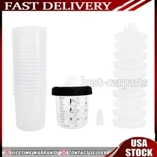 Disposable Spray Paint Gun Plastic Liners & Lids Kits 20-Ounce 600ML Cup Set US