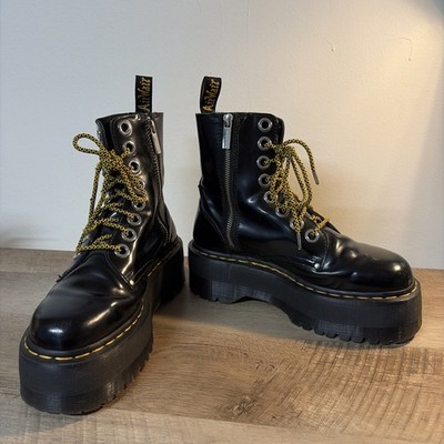 Dr DOC Martens Jadon Black Leather Platform Boots - Ladies size 8 woman s 
