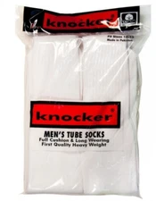 Mens 6 Pair WHITE or BLACK COTTON Knocker Tube Sock 10-15 Cushion First Quality
