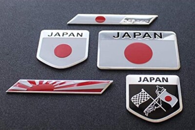 5 stk.Japanische Flagge Auto Emblem 3D Alu Aufkleber