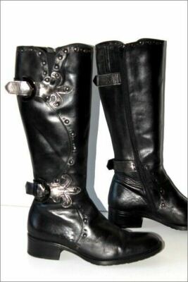 Bottes En Cuir Noir MITICA - Talon 6 Cm - Pointure 38 - Très Bon état Occasion