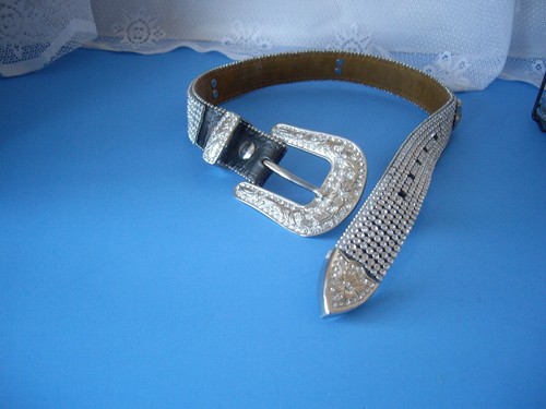 NOCONA GIRLS BELT / SIZE 20 / COMPLETE RHINESTONE BLING AROUND BELT / AMAZING! - Picture 2 of 8