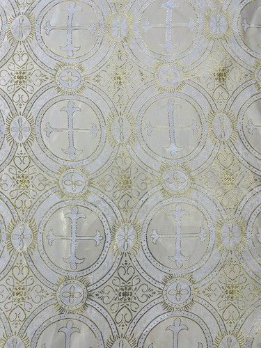 Rectangular Metallic Cross Brocade Jacquard Satin Tablecloth Overlay/Religious. - Picture 3 of 19