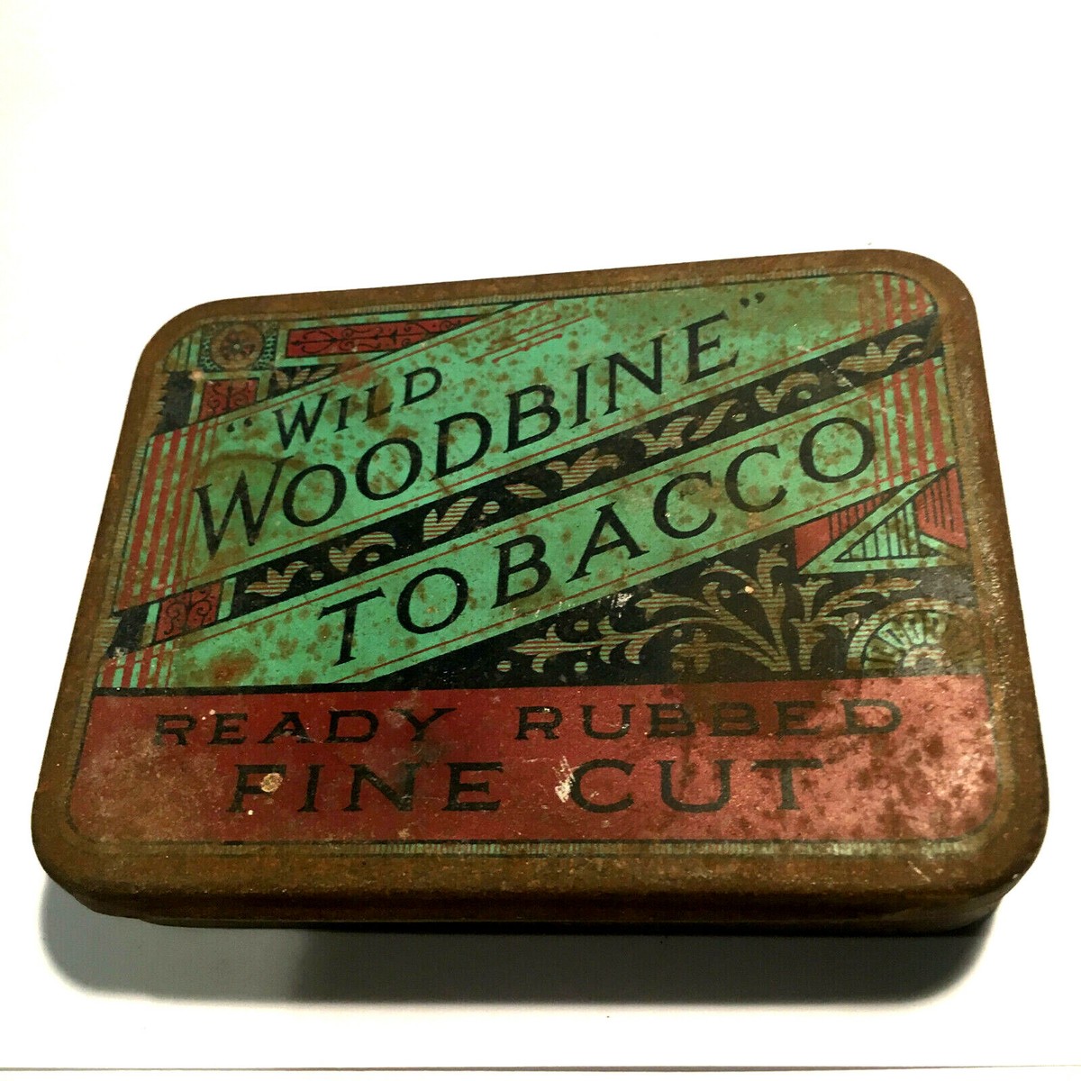 Vintage WILD WOODBINE TOBACCO Ready Rubbed Fine Cut Tobacco TIN
